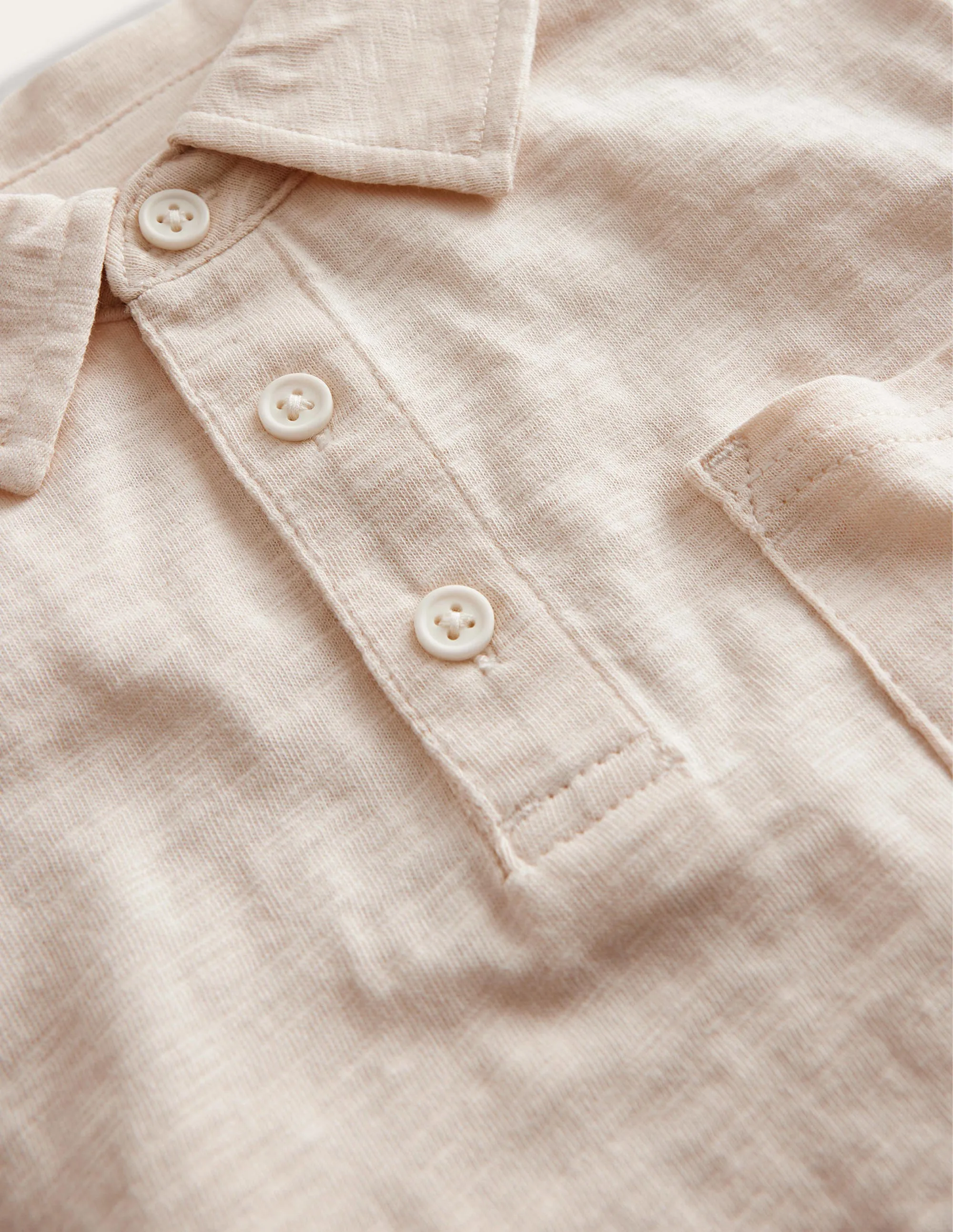 Slub Polo Shirt-Vanilla Pod White