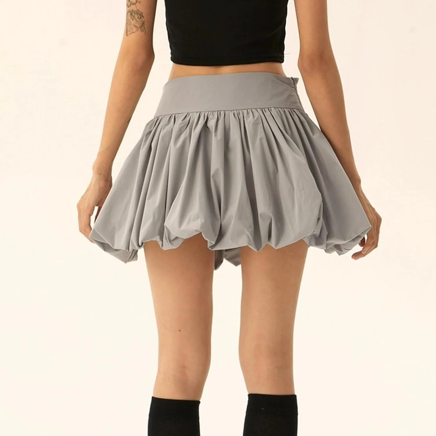Summer Skirts for Women 2025 Vacation Loose Casual Low Rise A-Line Ruffles Trendy Pleated Puff Mini Skirts Streetwear
