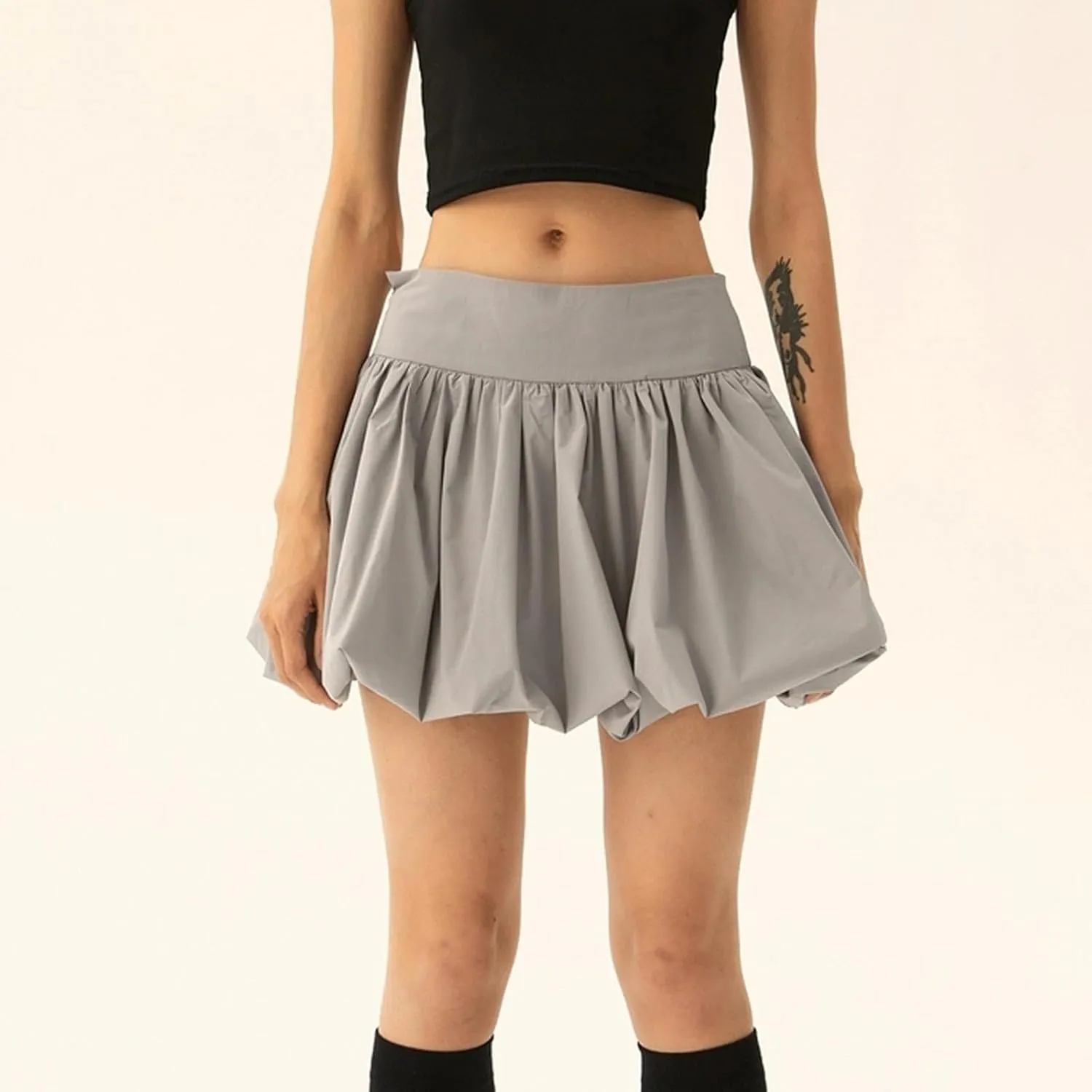 Summer Skirts for Women 2025 Vacation Loose Casual Low Rise A-Line Ruffles Trendy Pleated Puff Mini Skirts Streetwear