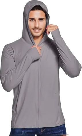 Sun Protection Shirt for Men UPF 50  Long Sleeve Lightweight Breathable Fishing Rash Guard Hoodes Sun Shirt