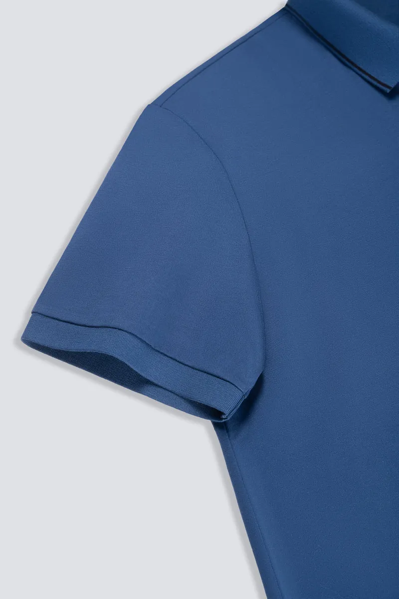 Super Soft Pique Tipped Polo | Blue NYE075