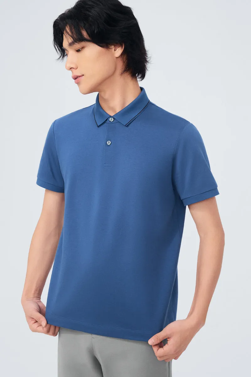 Super Soft Pique Tipped Polo | Blue NYE075