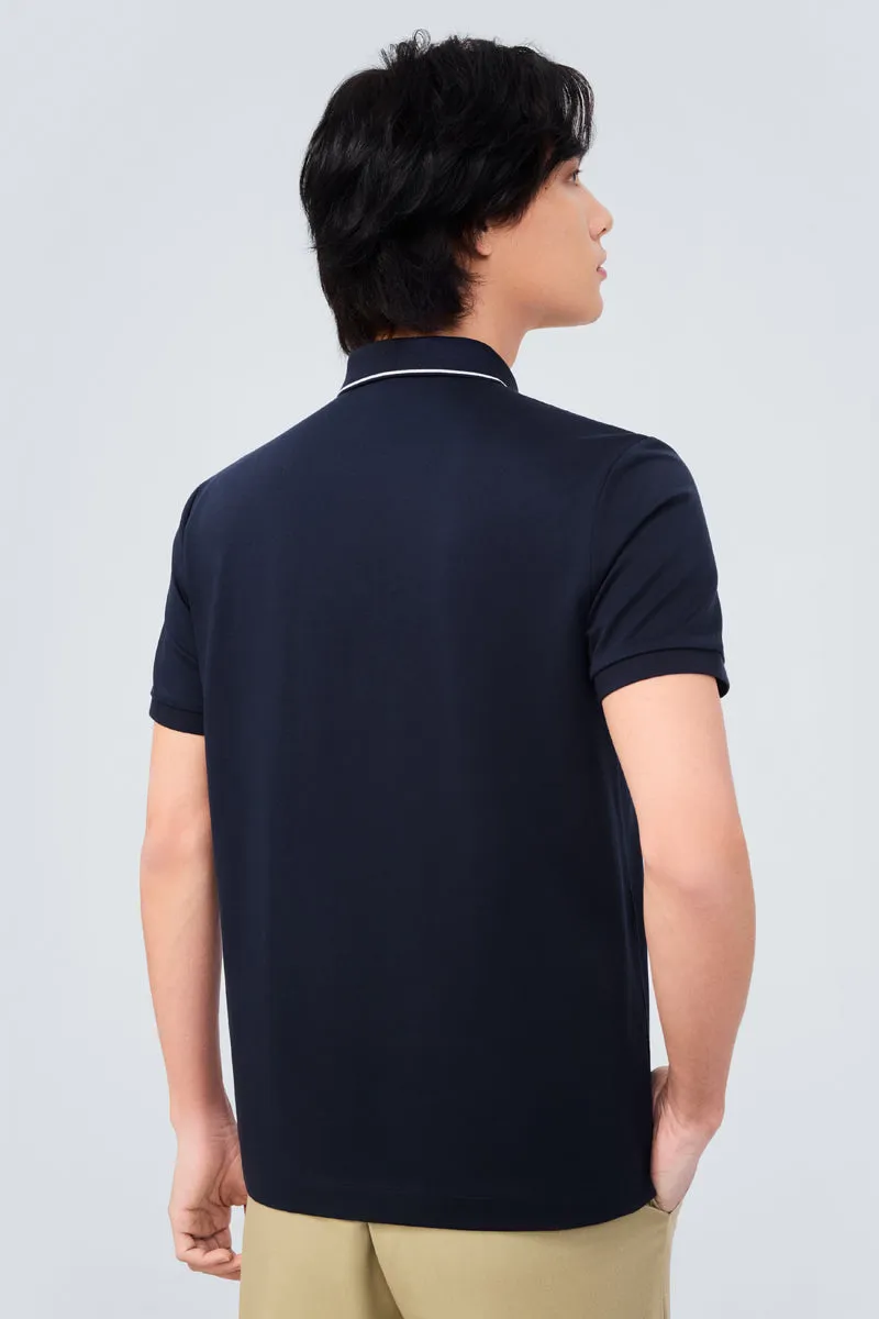Super Soft Pique Tipped Polo | Navy NNY096
