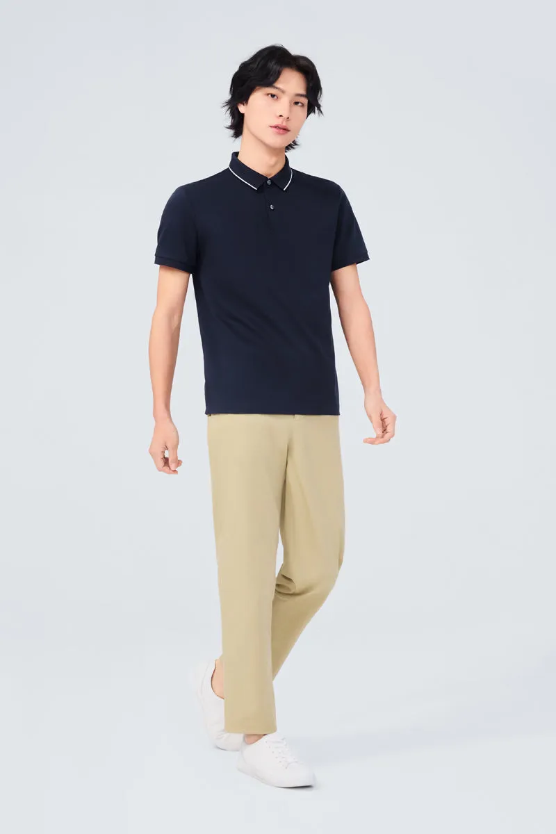 Super Soft Pique Tipped Polo | Navy NNY096