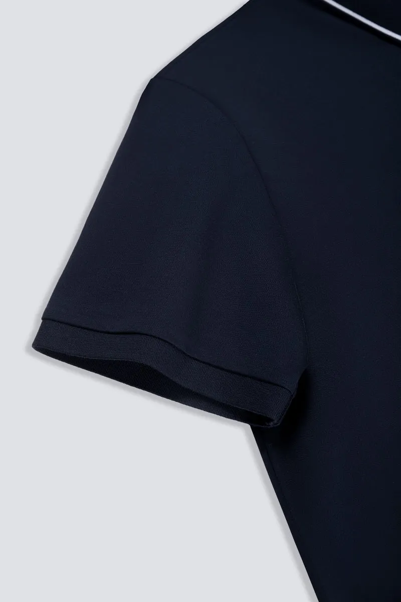 Super Soft Pique Tipped Polo | Navy NNY096