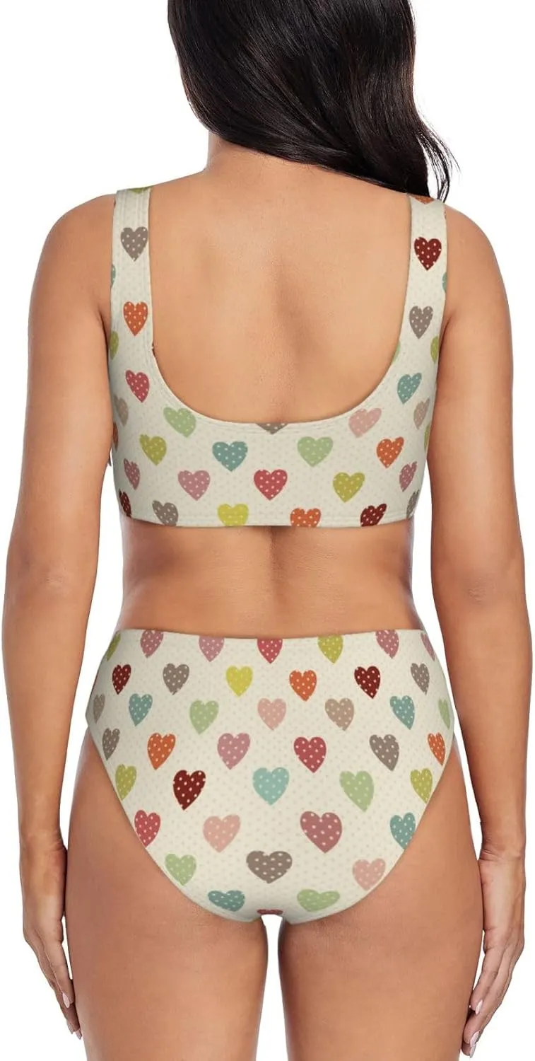 Swim Suits for Women 2024 Bikini - Heart Polka Dot Soft Stretchy High Waisted Bikini Sets for Women