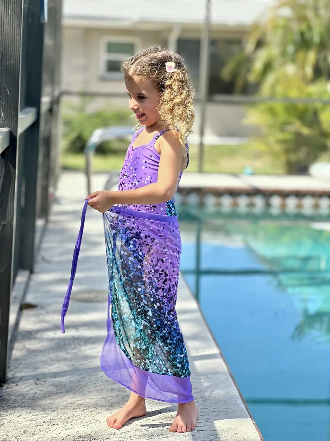 UNIFACO Girls One Piece Swimsuit with Cover Up Skirt 2 Piece Bathing Suit Swimwear Sets 6-12T