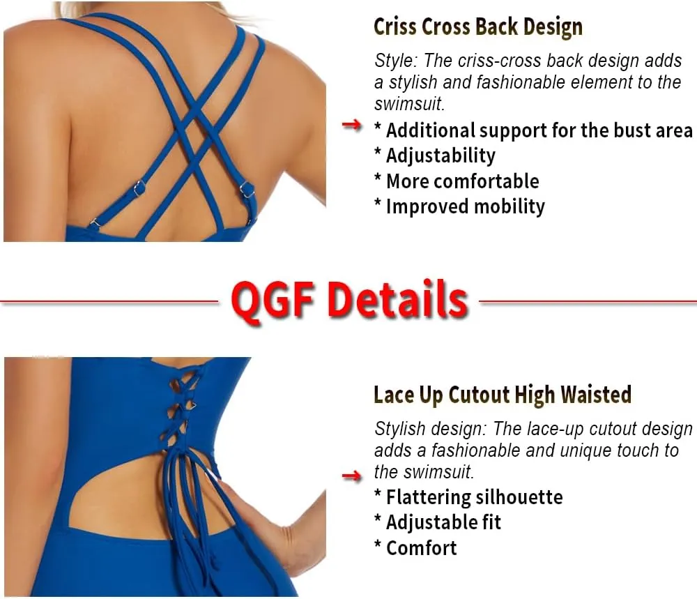 Upgraded One Piece Swimsuit Women - Tummy Control Bathing Suits, Unique Design Sexy Criss Cross Back, Ruched Swimwear