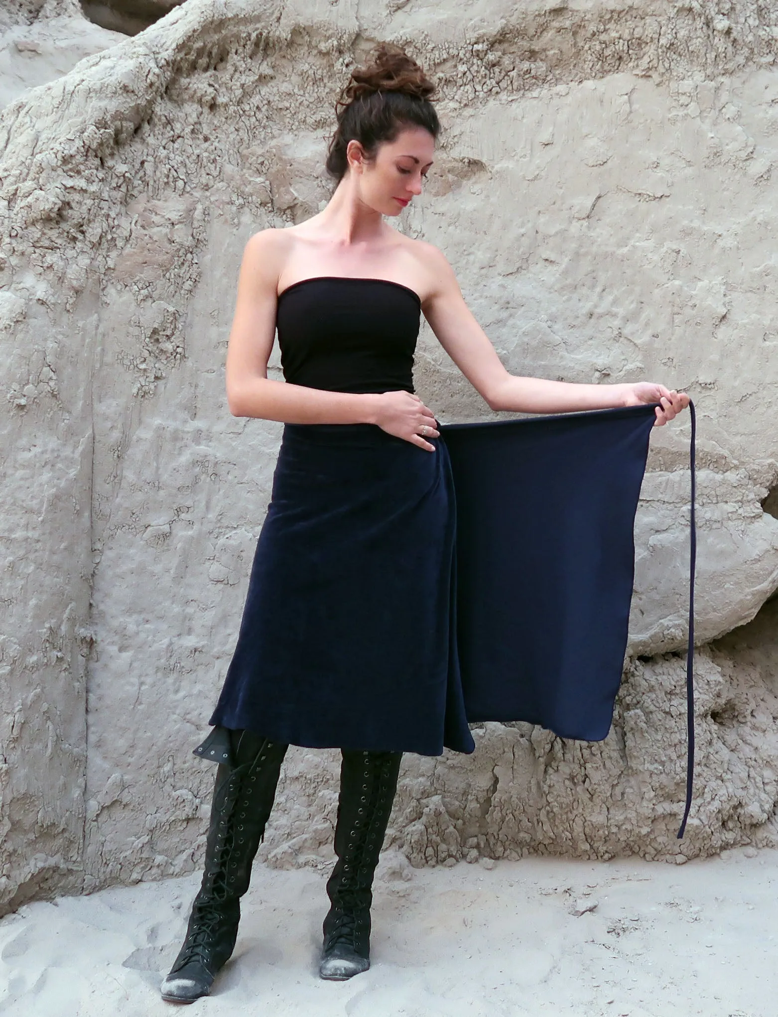 VELOUR Simplicity Wrap Below Knee Skirt