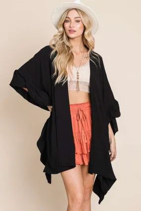 Versatile Kimono Fashion Top with Ruffled Sleeves