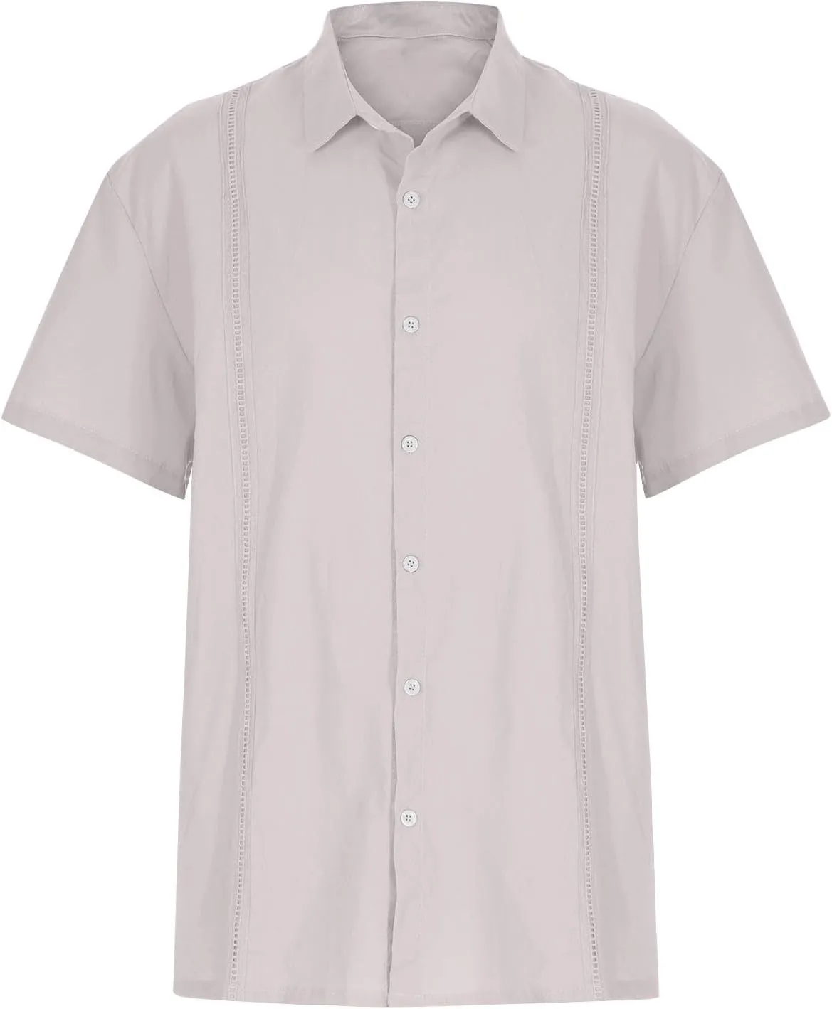 WENKOMG1 Mens Linen Shirt Summer Ramie Short Sleeve Tshirts Shirt Breathable Loose Fit Lightweight Beach Shirt