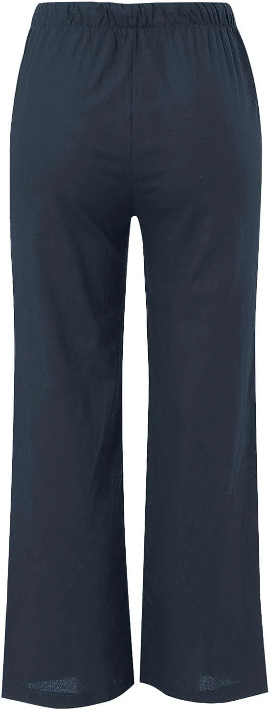 Wide Leg Pants for Women Dressy Casual Cotton Linen Summer Palazzo Pant Drawstring Flowy Beach Trousers with Pockets
