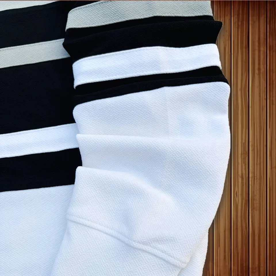 Winter Full sleeve T-Shirt Grey White & Black 2-Stripes
