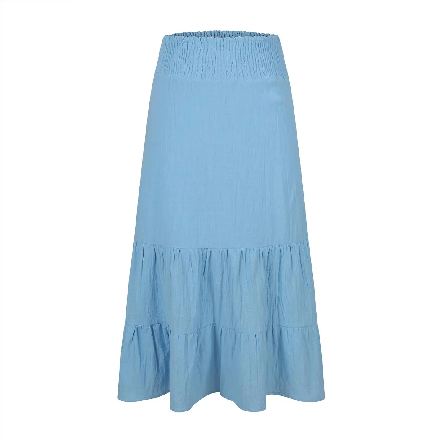 Women A-Line Pleated Elastic High Waist Maxi Skirt Ankle Length Flowy Swing Elegant Dressy Casual Work Long Skirts