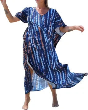 Women Plus Size Caftan Dress Polyester Evening Maxi Gown Dresses Kimono Sleeve for Party Kaftan