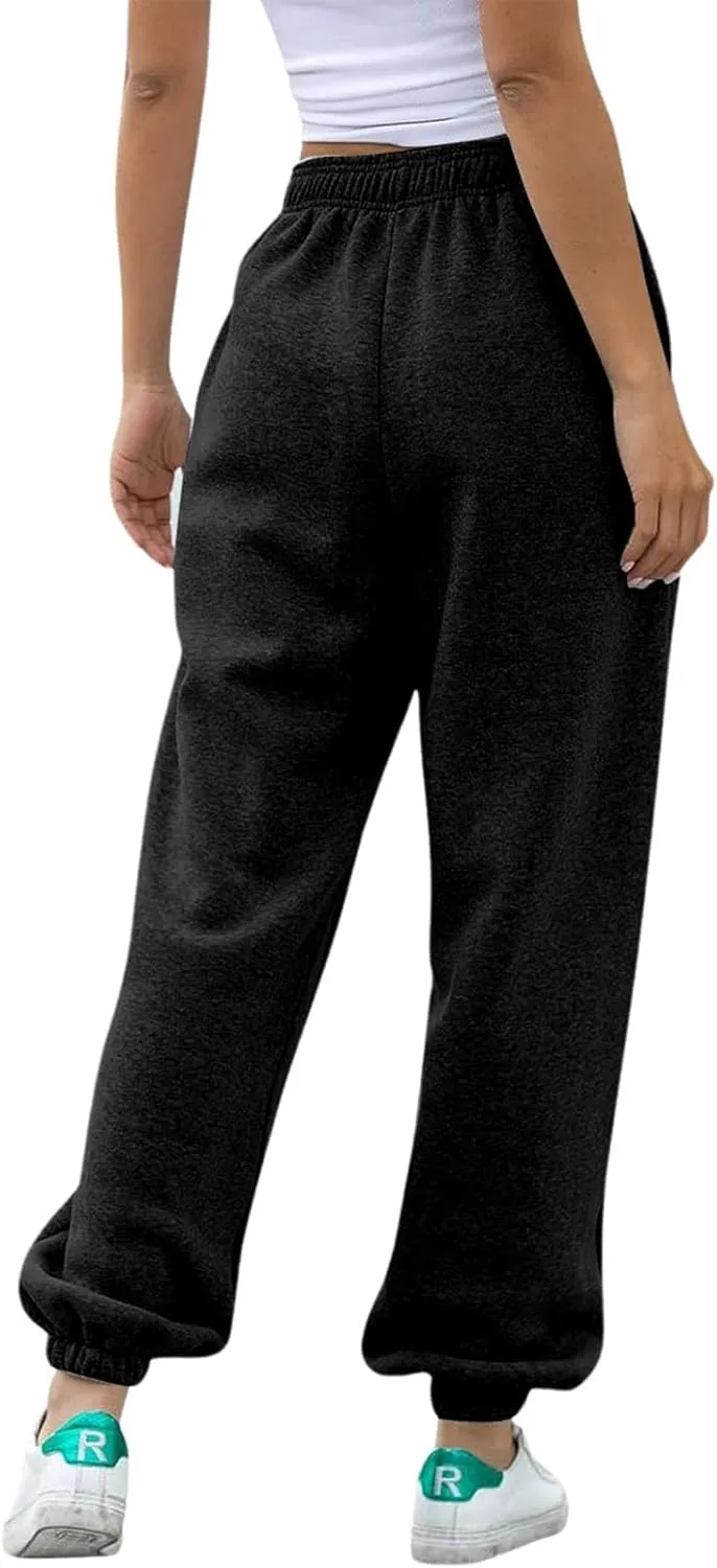 Women's Baggy Sweatpants Drawstring Joggers Elastic High Waisted Sports Pants Workout Yoga Pants with Pocket