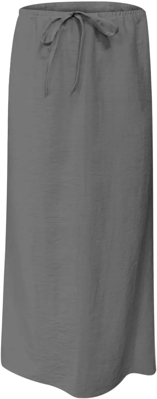 Women's Casual Long Skirts Drawstring Low Waist Maxi Skirt Summer Solid Color Loose Lightweight Beach Dress 2025