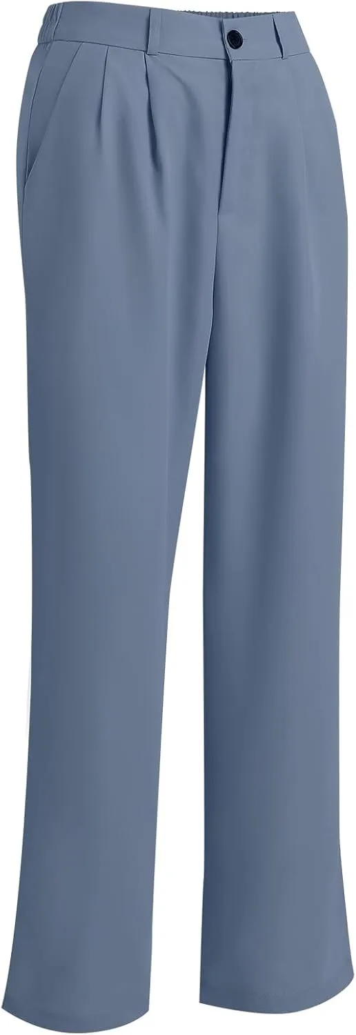 Women's Casual Pants High Waist Wide Leg Pants with Pockets Office Business Trousers