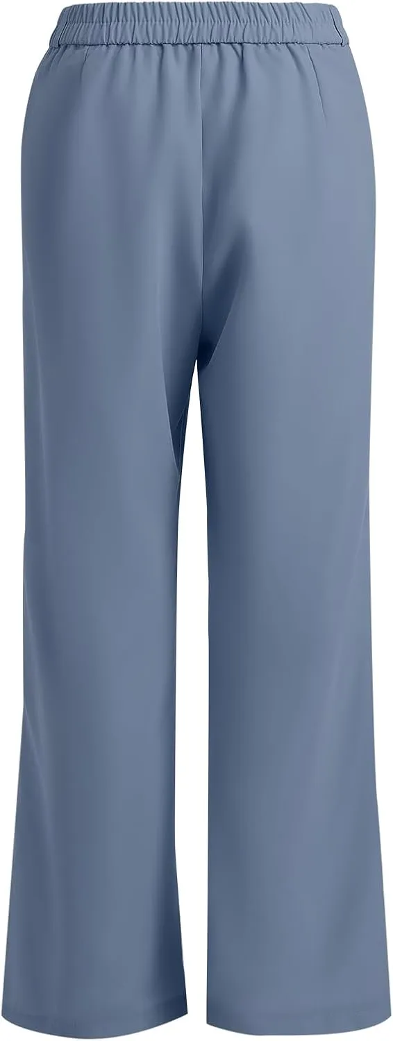 Women's Casual Pants High Waist Wide Leg Pants with Pockets Office Business Trousers