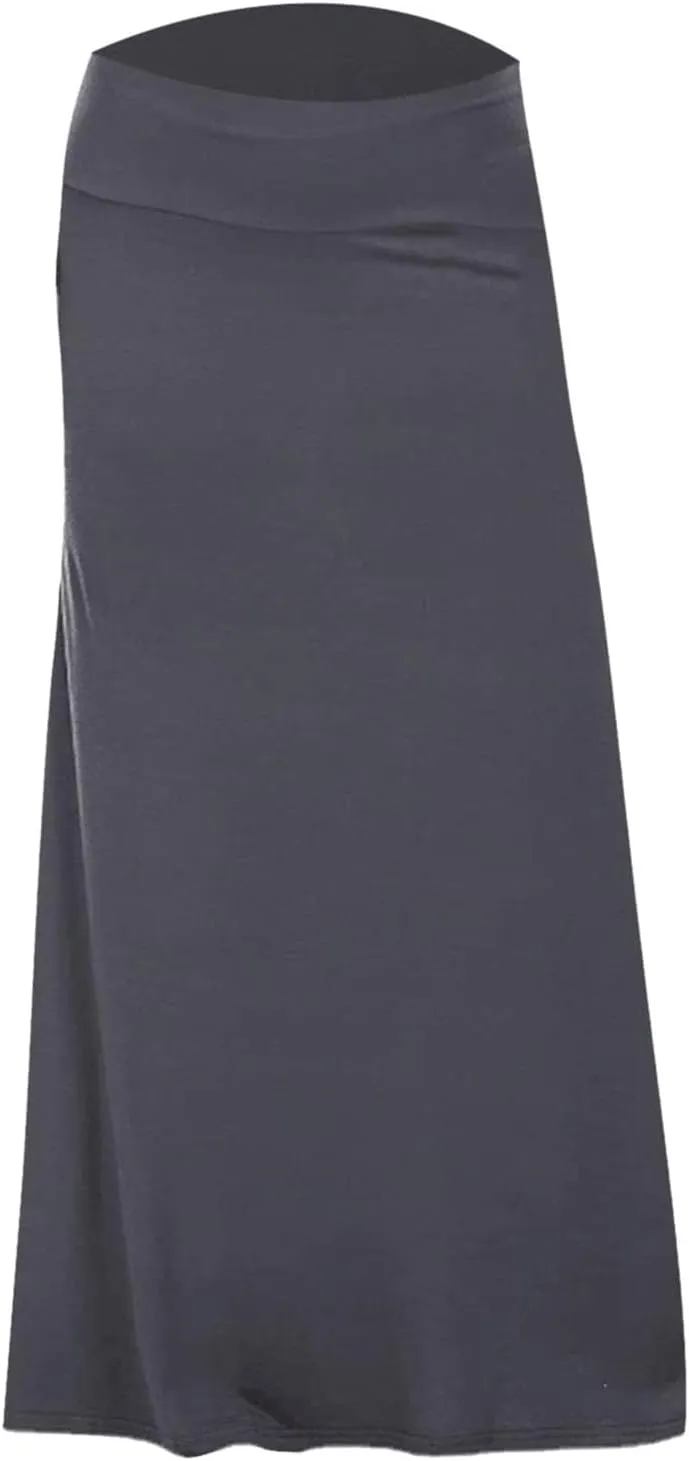 Women's Casual Ruched Stretchy High Waist A Line Skirt Flared Midi Skirt Long Skirts for Women