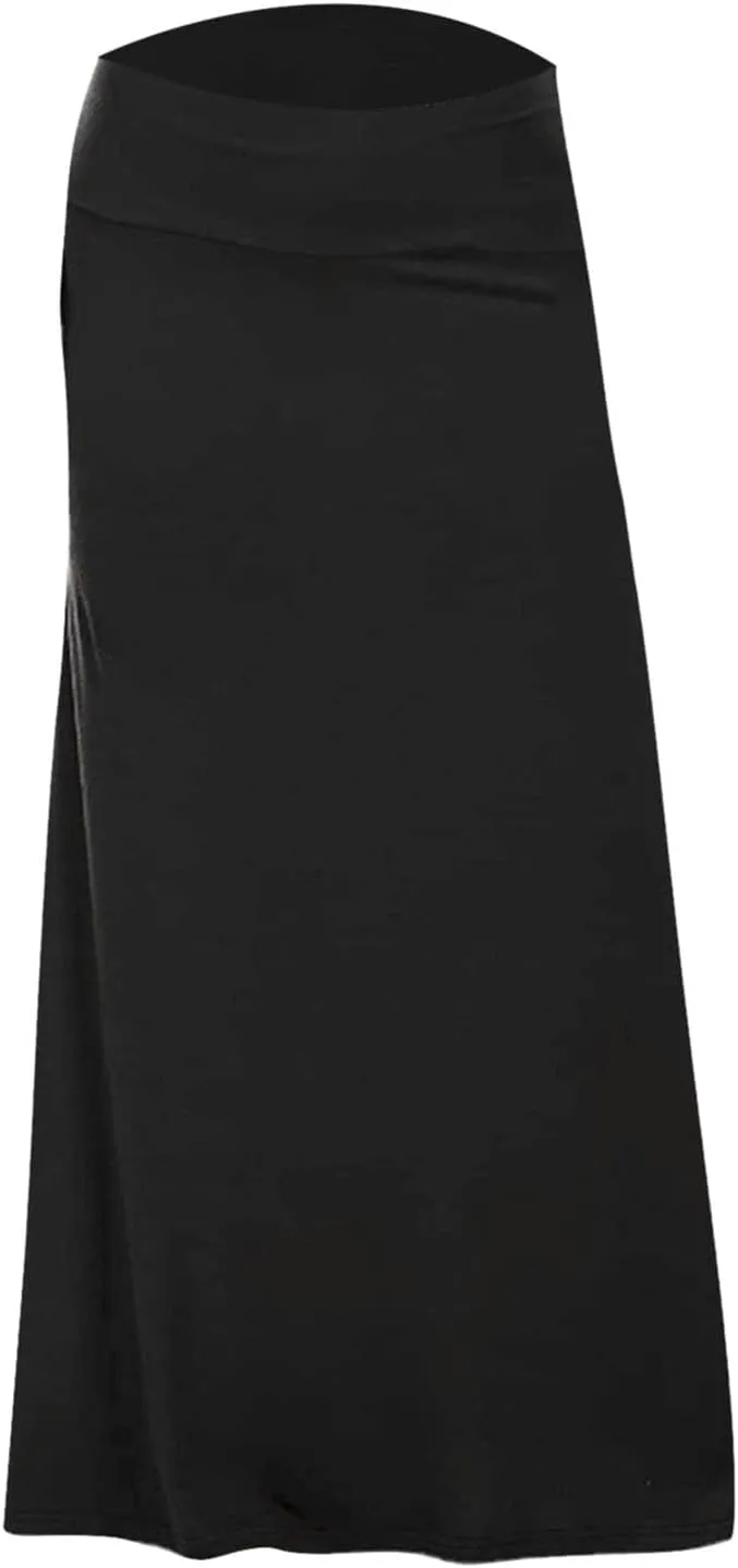 Women's Casual Ruched Stretchy High Waist A Line Skirt Flared Midi Skirt Long Skirts for Women