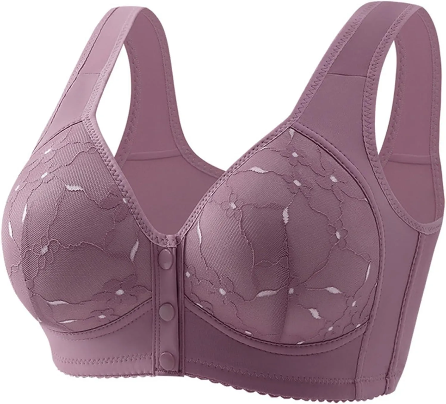 Women's Front Closure No Underwire Tank Top Bra Floral Lace Comfy Bralettes Push Up Lifting Breathable Everyday Bra