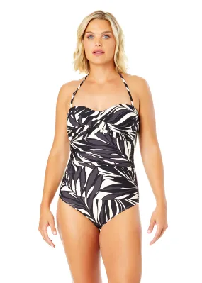 Women's Palm Chic Twist Front Shirred One Piece Swimsuit