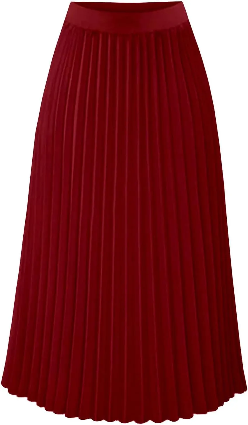 Womens Pleated Maxi Skirts High Waist Swing Boho Skirt Chiffon A-line Long Dress 2025 Elegant Dressy Casual Dresses