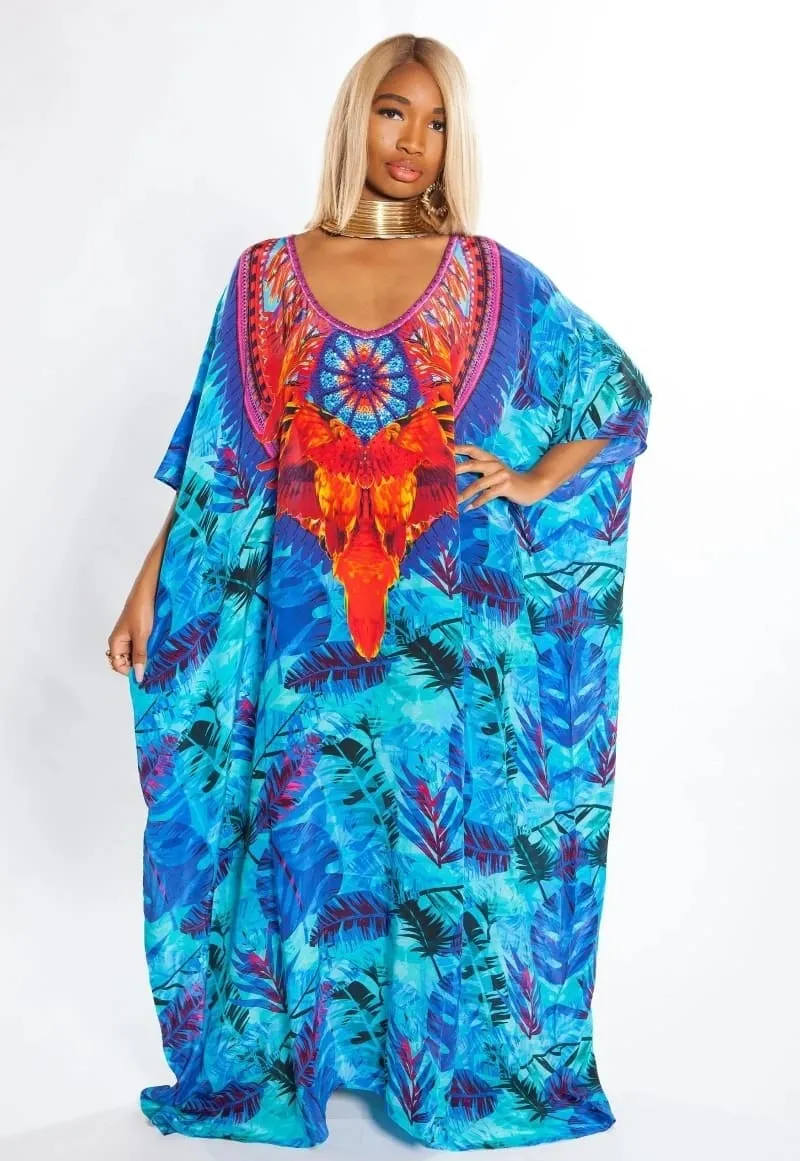 Women's Plus Size Half Sleeve Beach Caftan Cover Ups