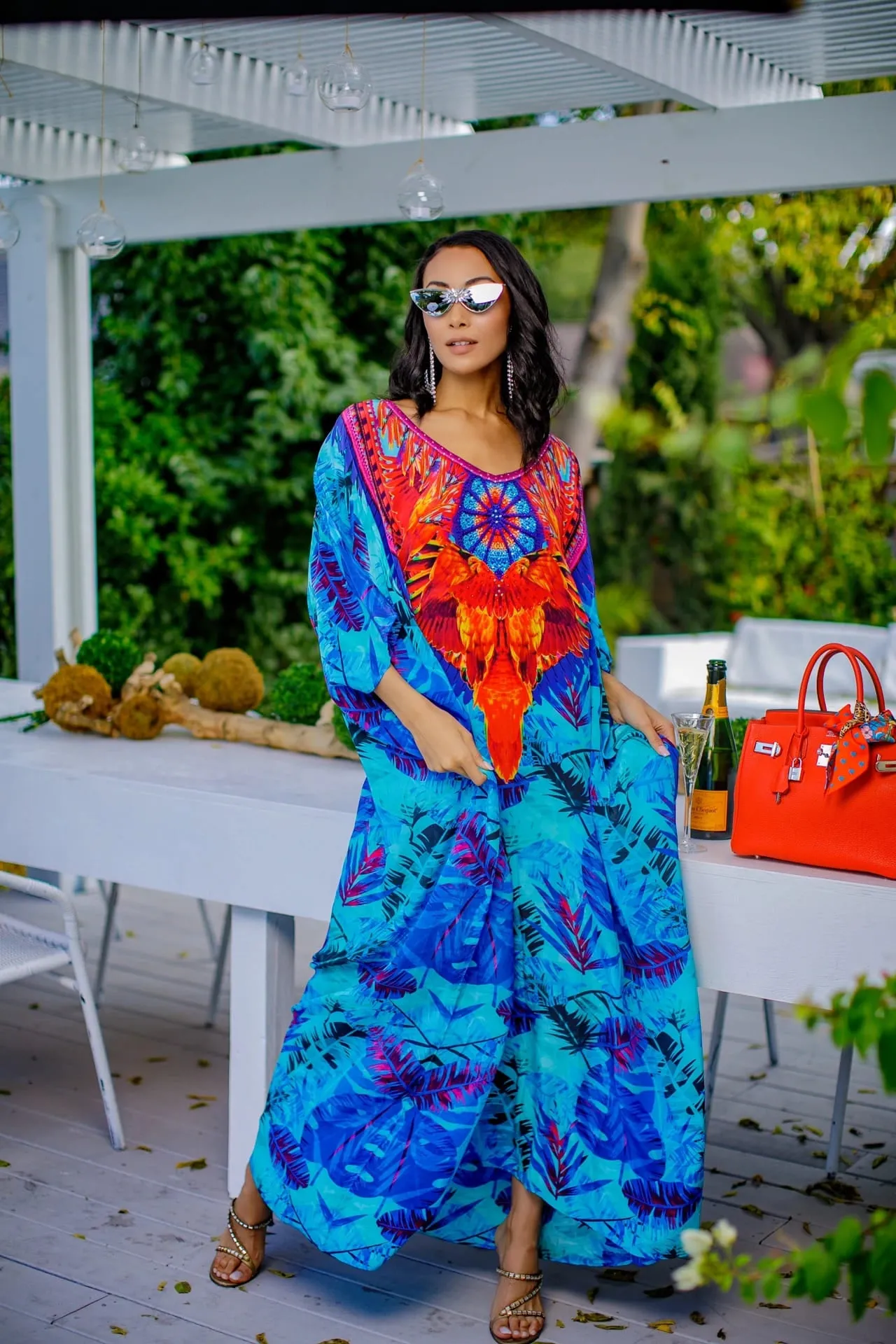 Women's Plus Size Half Sleeve Beach Caftan Cover Ups