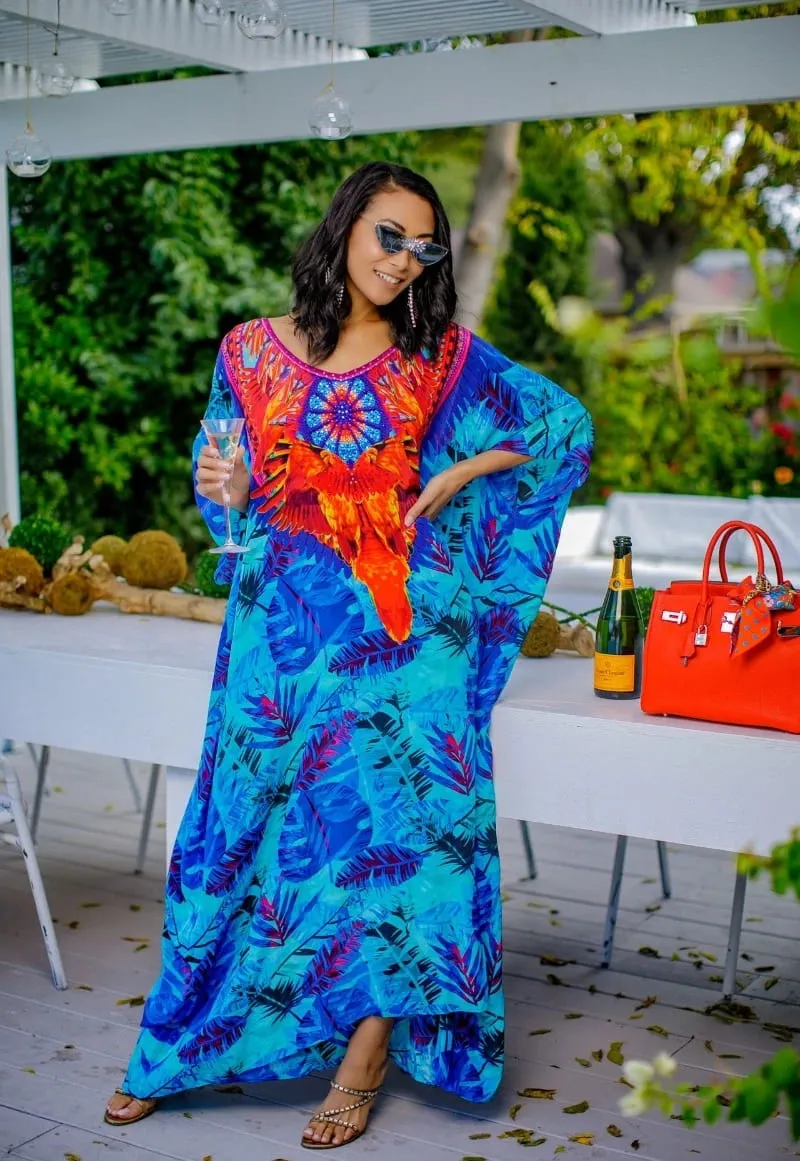 Women's Plus Size Half Sleeve Beach Caftan Cover Ups