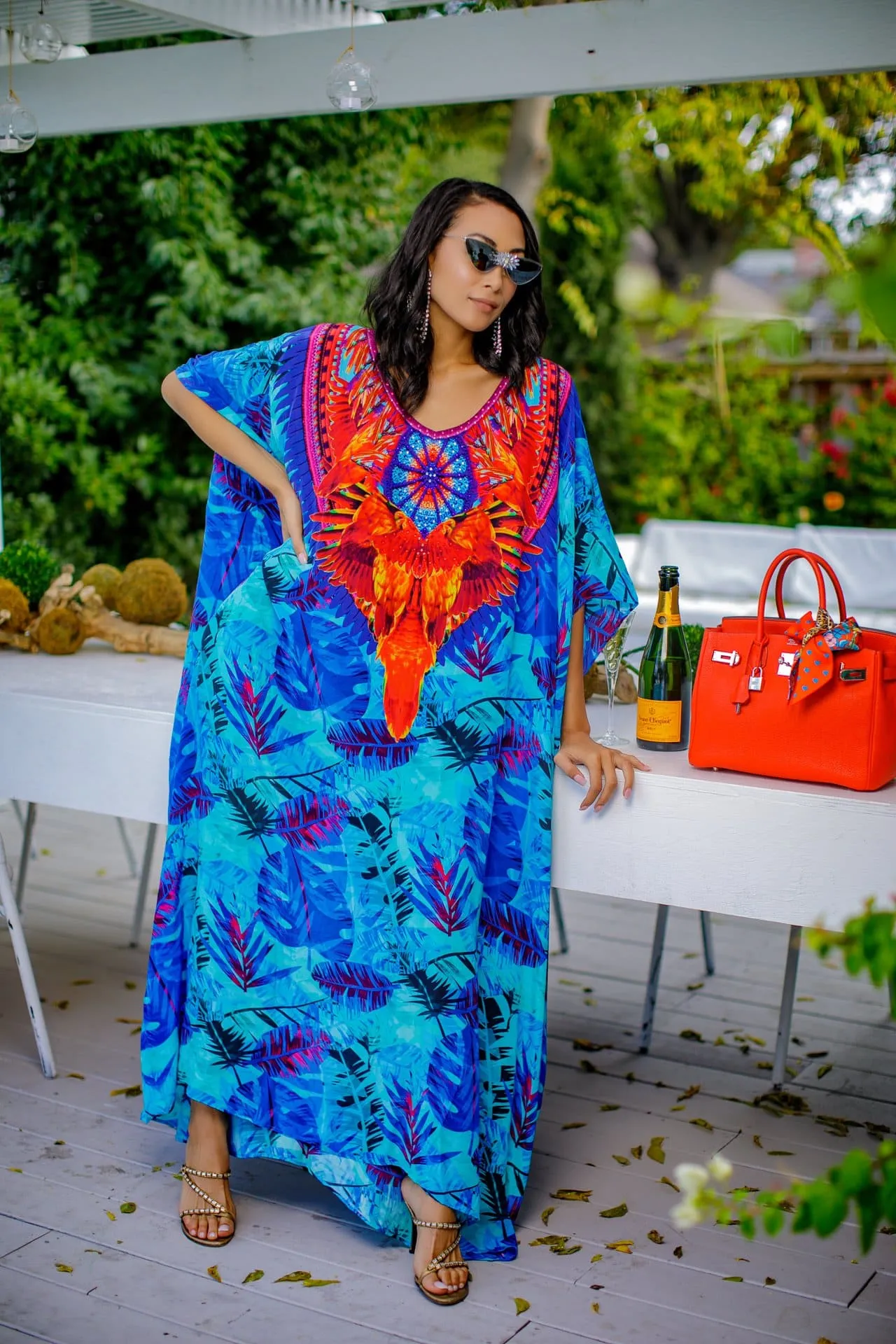 Women's Plus Size Half Sleeve Beach Caftan Cover Ups