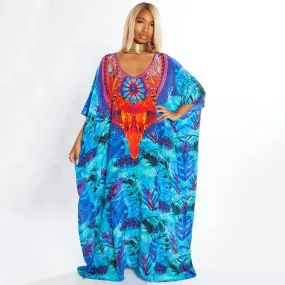 Women's Plus Size Half Sleeve Beach Caftan Cover Ups