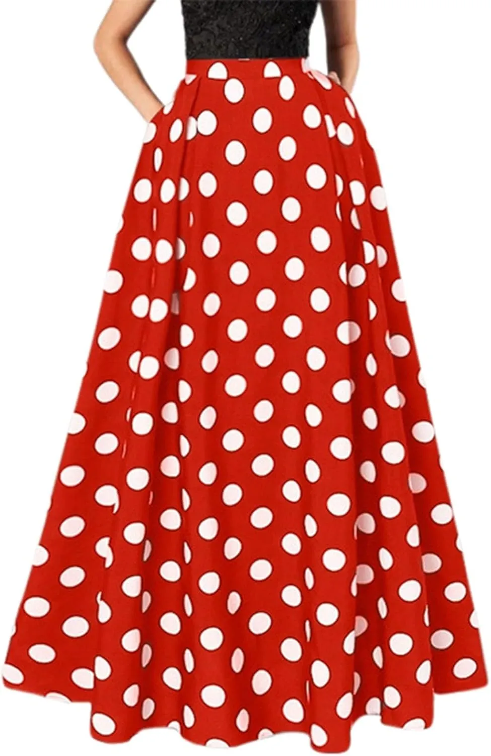 Womens Skirts Midi Length for Summer Vacation Trendy Y2K Vintage Polka Dot Maxi Skirt for Women Trendy Clothes