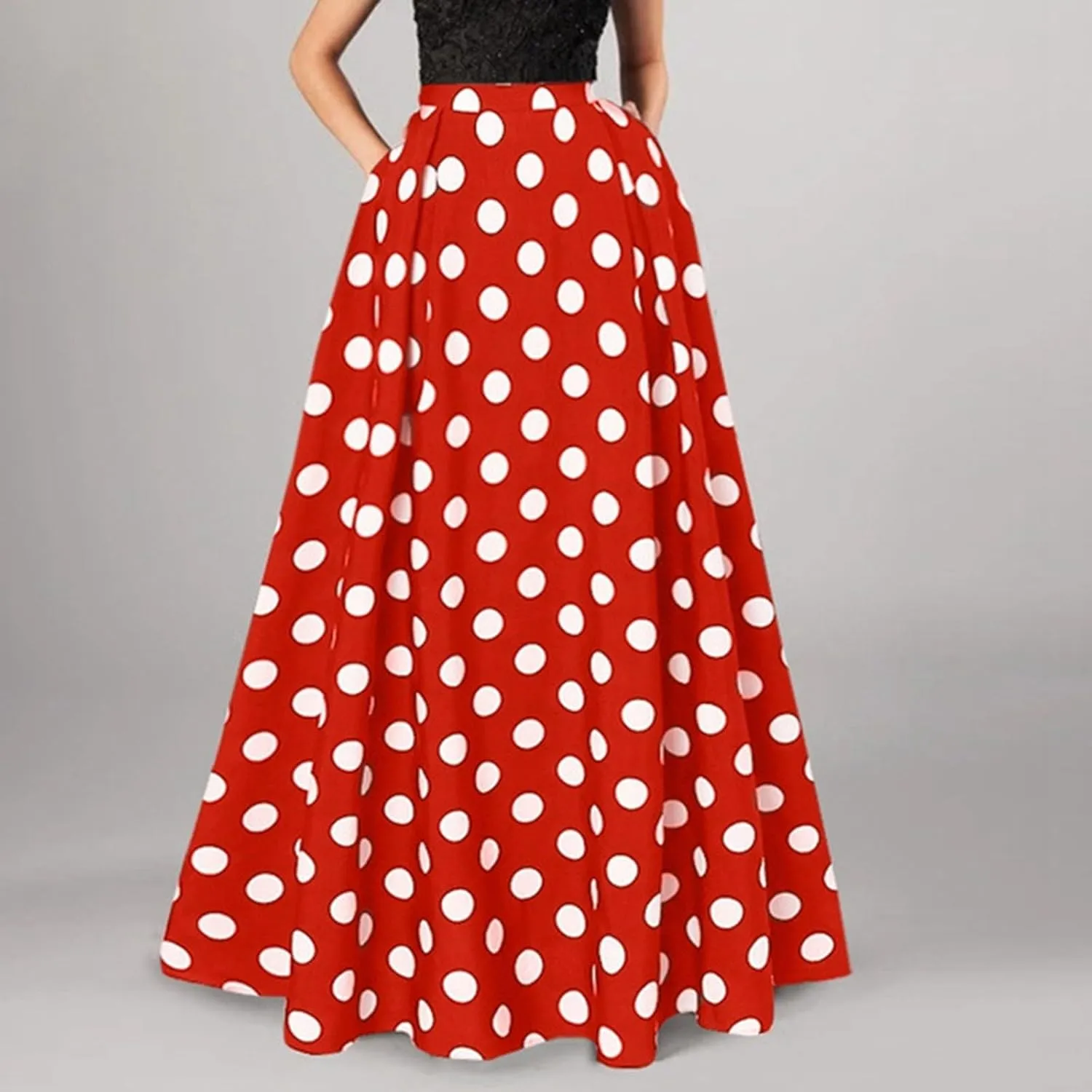 Womens Skirts Midi Length for Summer Vacation Trendy Y2K Vintage Polka Dot Maxi Skirt for Women Trendy Clothes