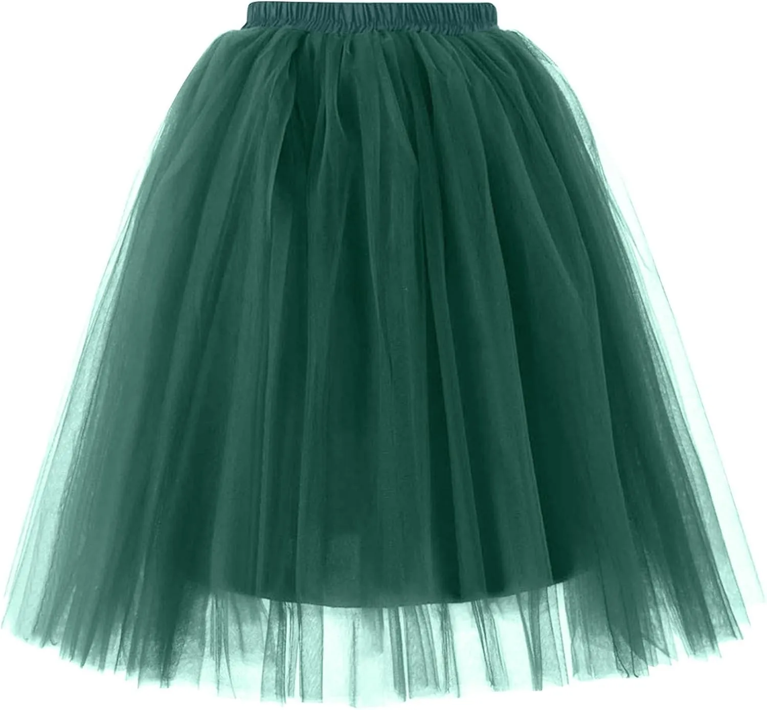 Women's Summer Casual Loose Trendy Elastic High Waist Solid Color Fluffy Mesh Party Flowy A-Line Latin Skirts 2025, M-XL