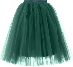 Women's Summer Casual Loose Trendy Elastic High Waist Solid Color Fluffy Mesh Party Flowy A-Line Latin Skirts 2025, M-XL