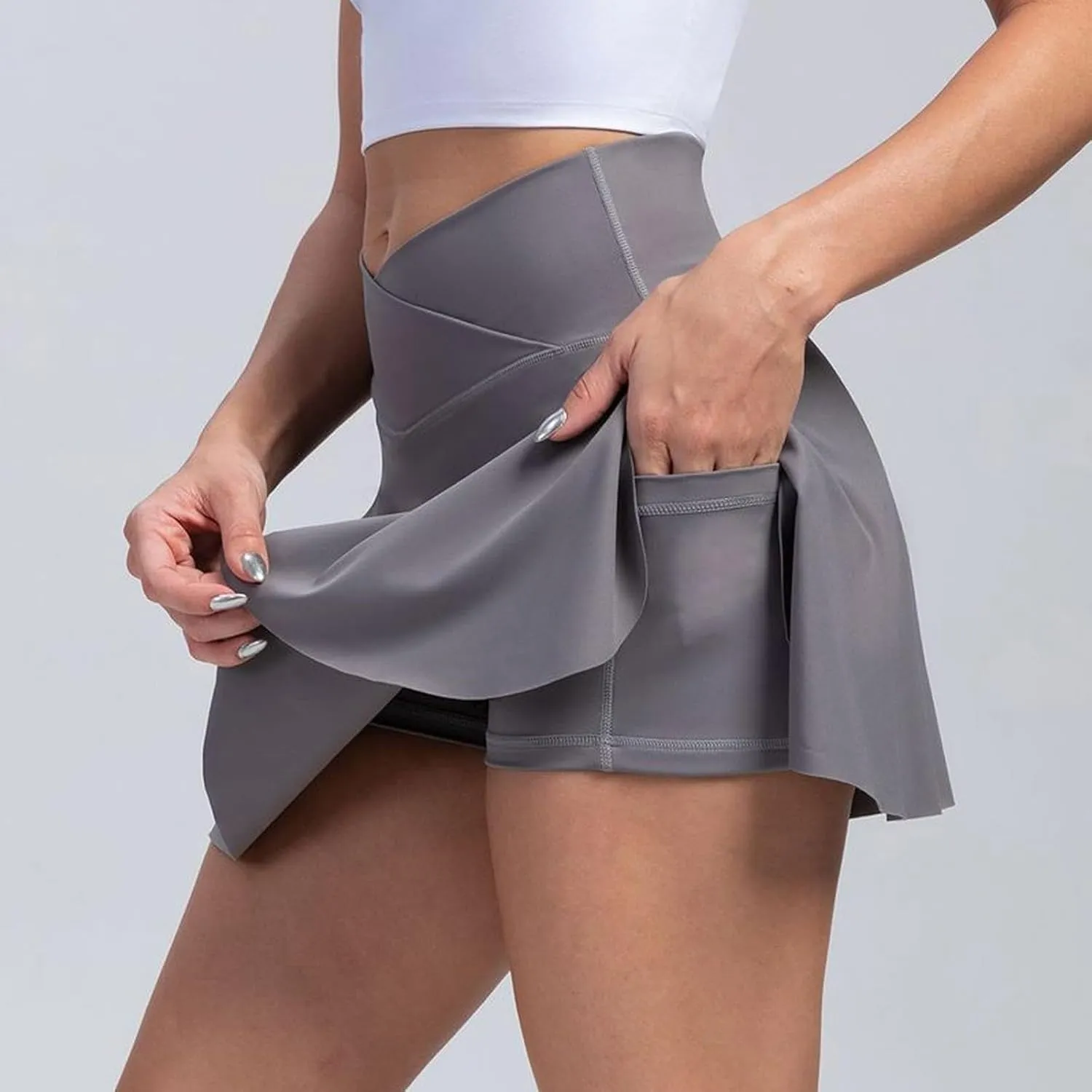Women's Summer Sports Loose Trendy Quick Dry Elastic High Waist Solid Color Yoga Fitness Tennis Skirts, S-2XL