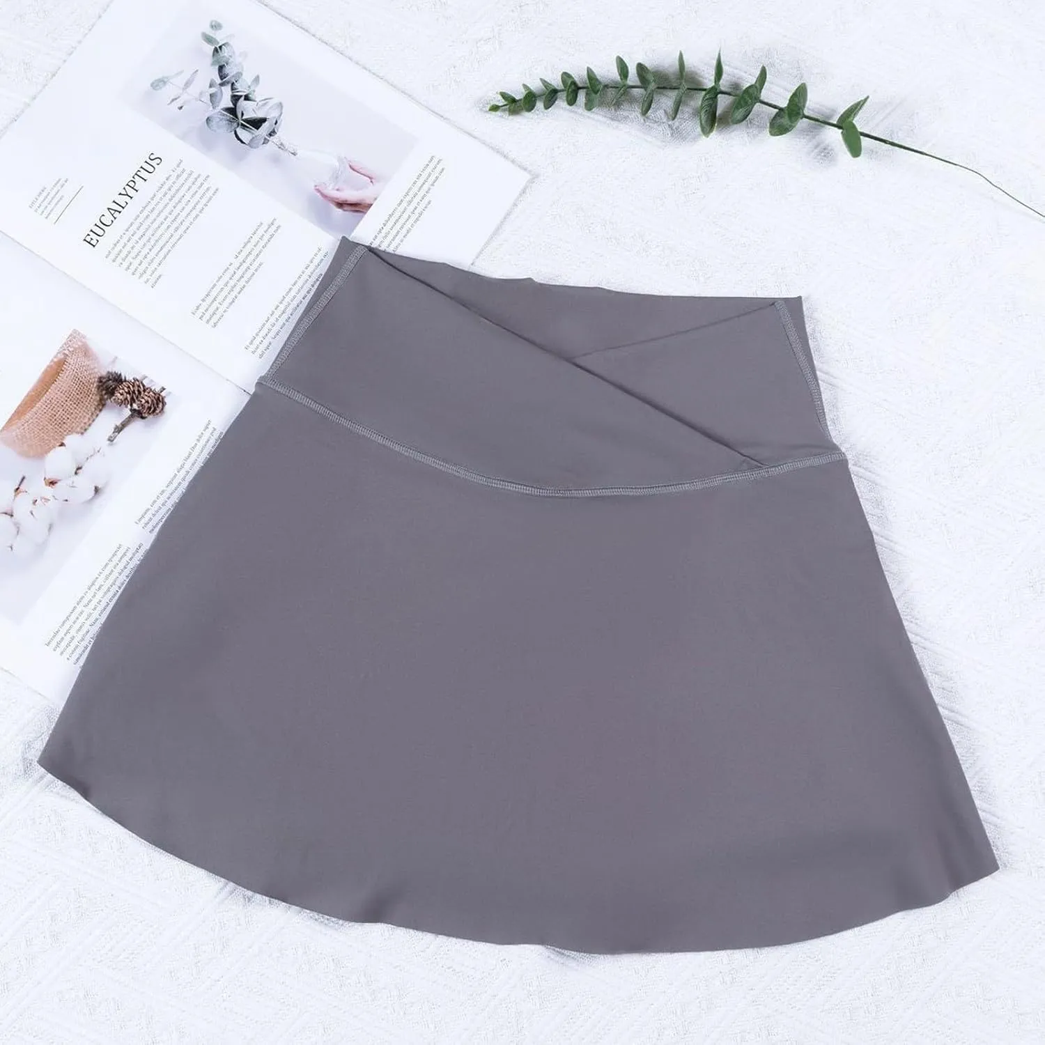 Women's Summer Sports Loose Trendy Quick Dry Elastic High Waist Solid Color Yoga Fitness Tennis Skirts, S-2XL