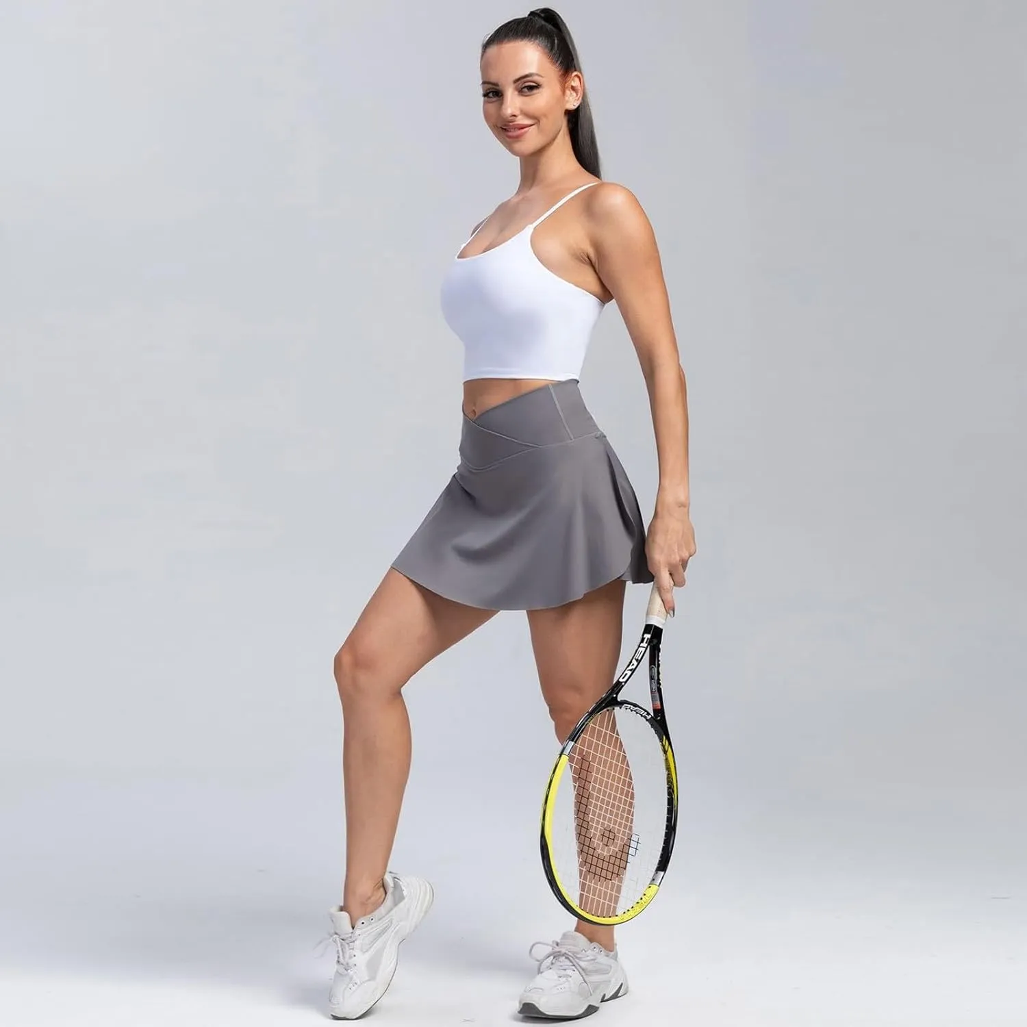 Women's Summer Sports Loose Trendy Quick Dry Elastic High Waist Solid Color Yoga Fitness Tennis Skirts, S-2XL