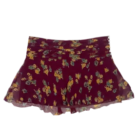 Y2K Floral Silk Mini Skirt (M)