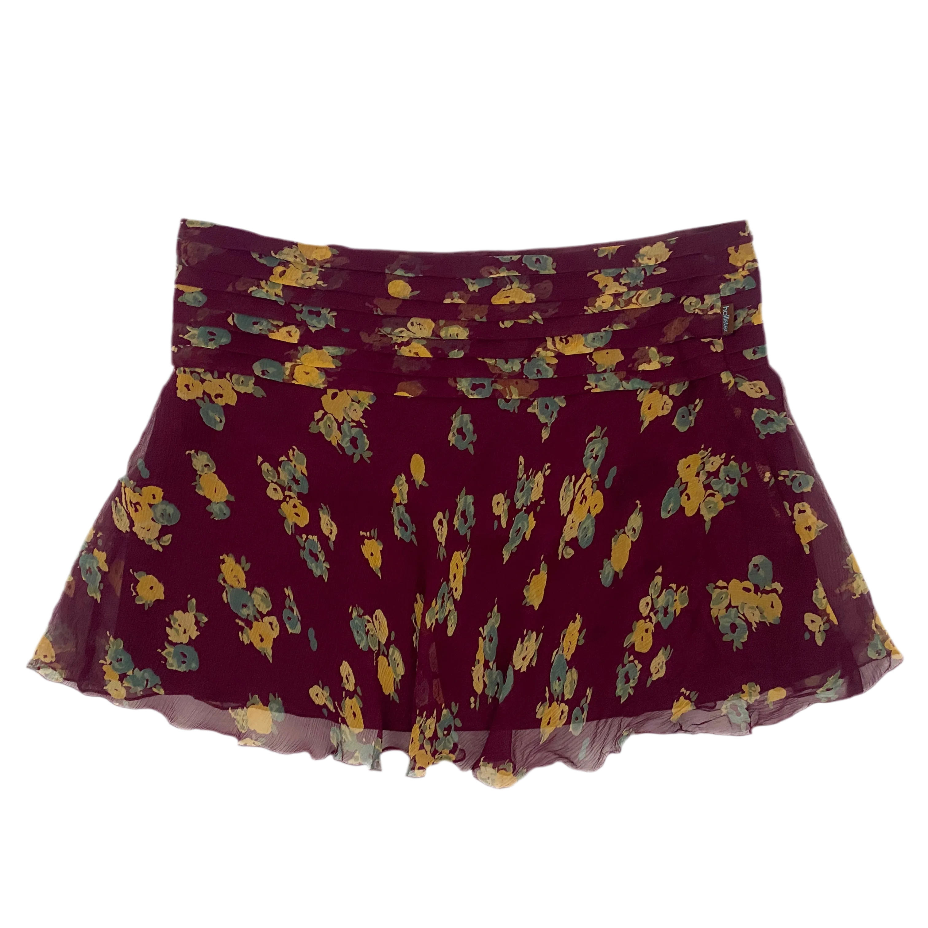 Y2K Floral Silk Mini Skirt (M)