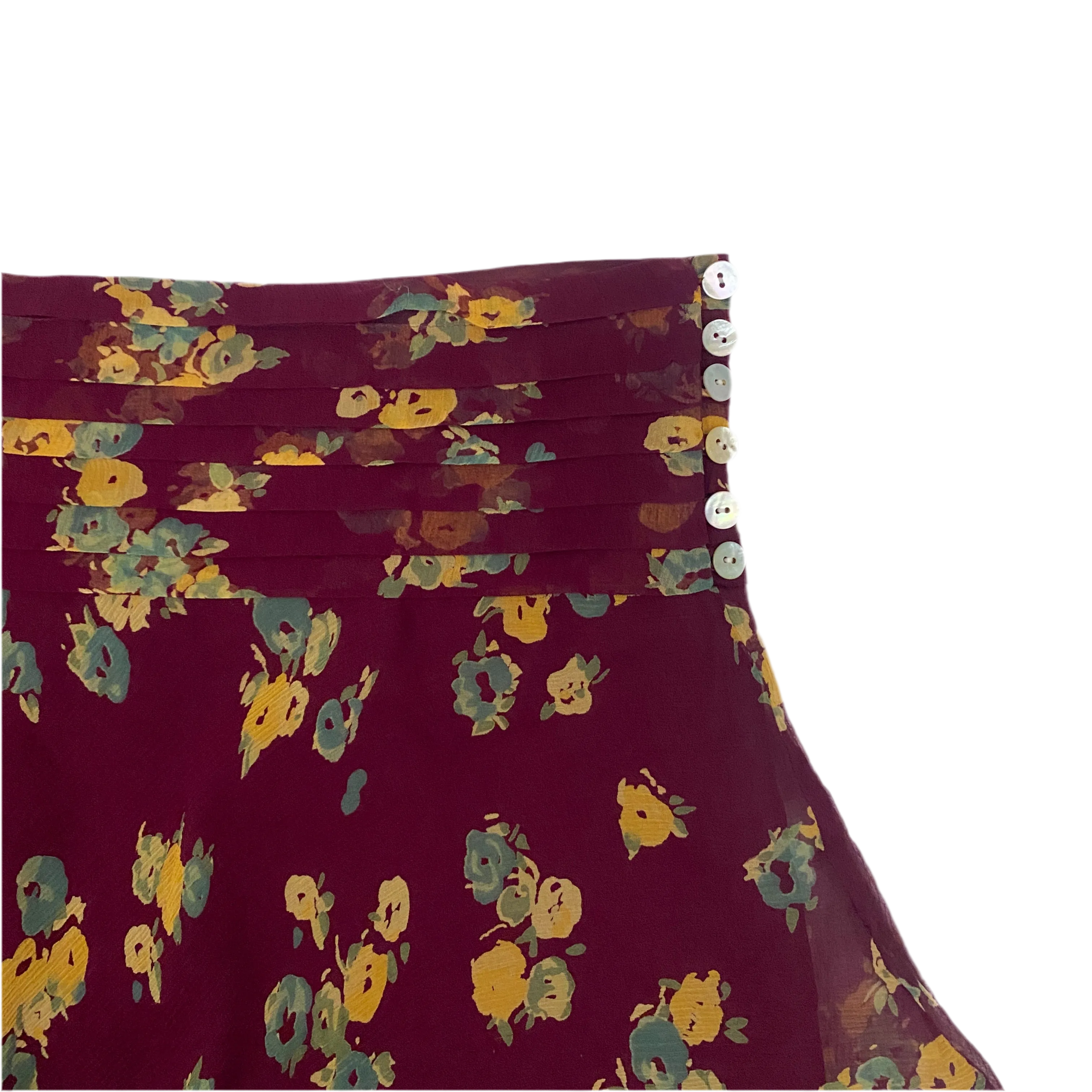 Y2K Floral Silk Mini Skirt (M)