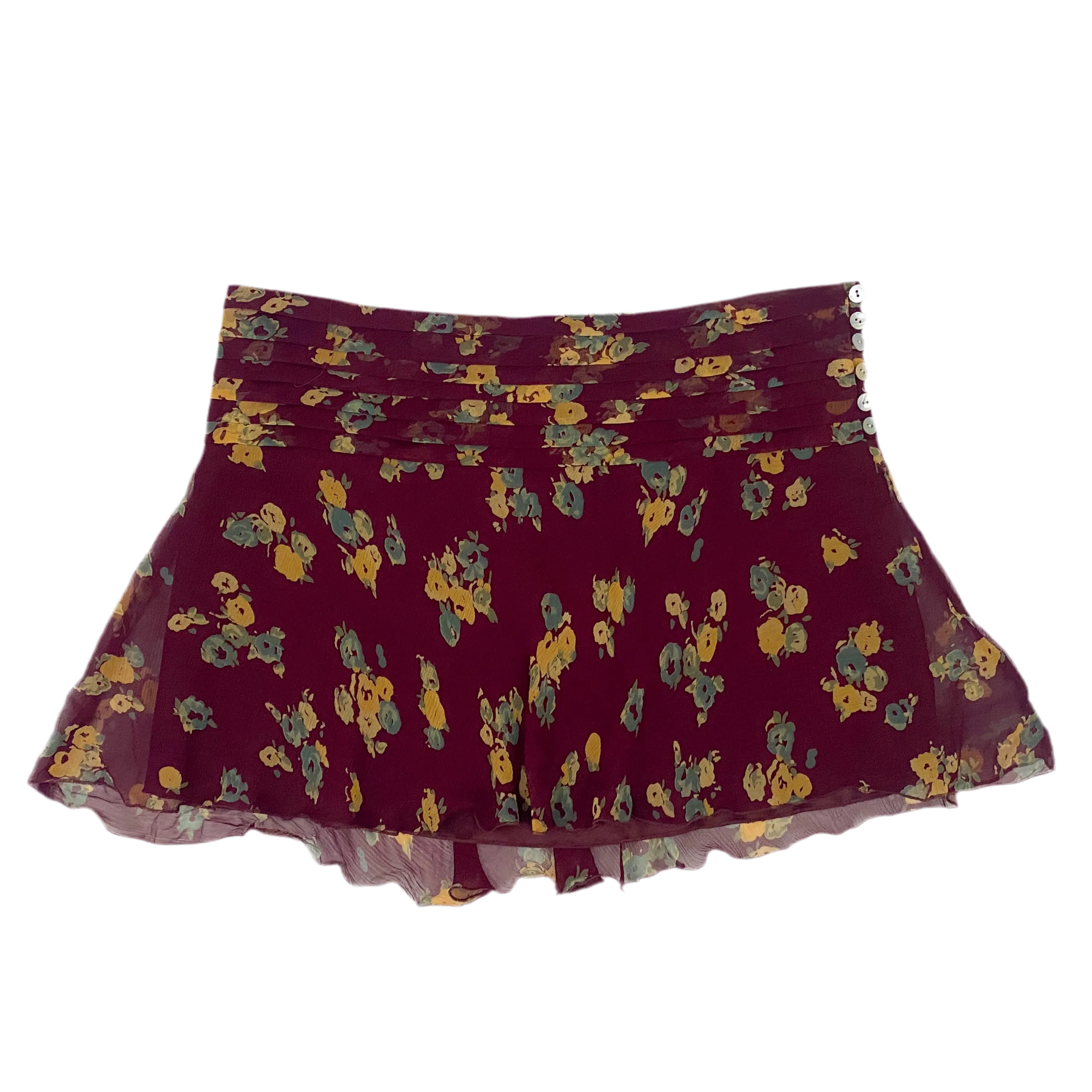 Y2K Floral Silk Mini Skirt (M)