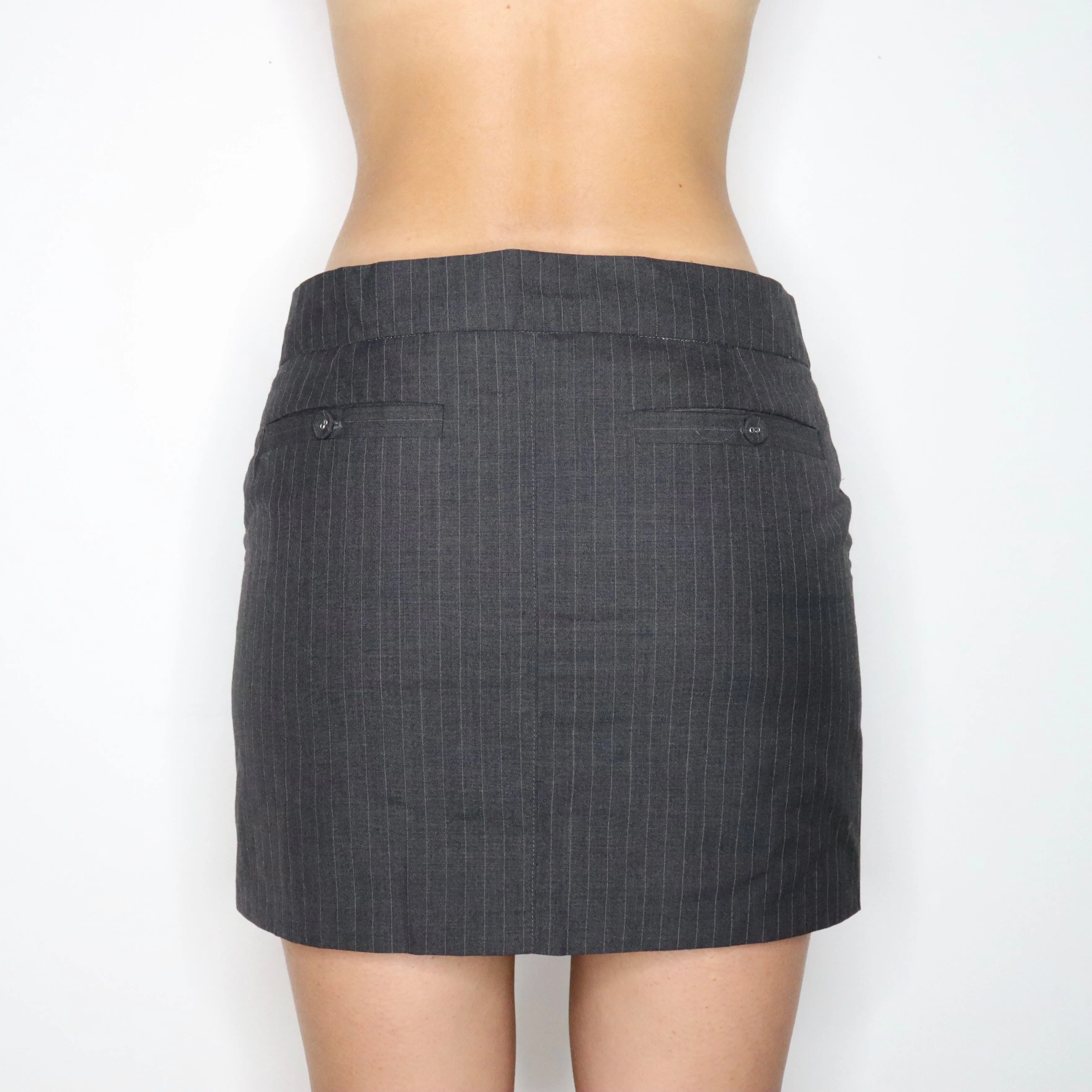 Y2K Gray Pinstripe Mini Skirt (S)
